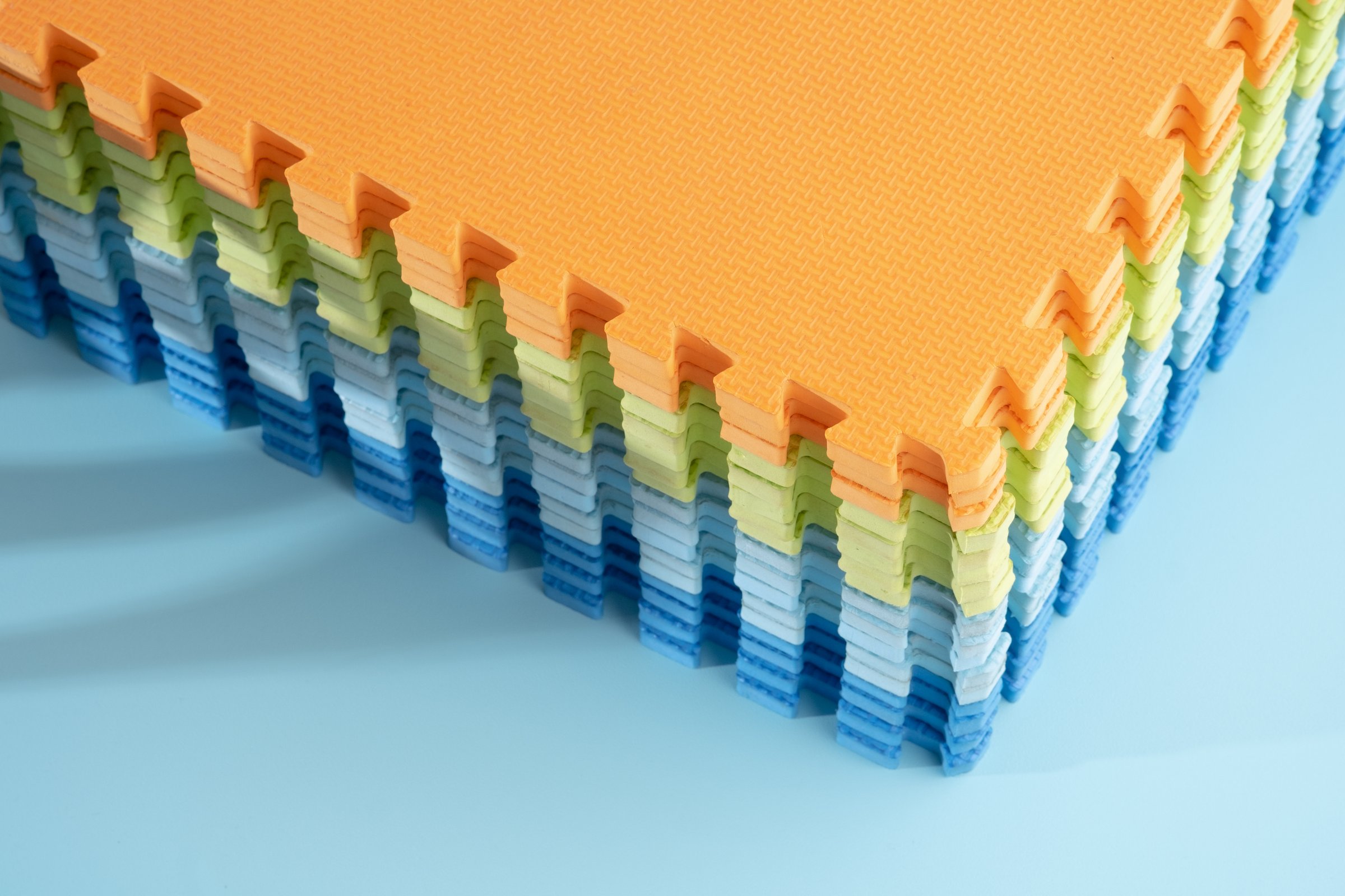 Colorful
play mat
with blue background