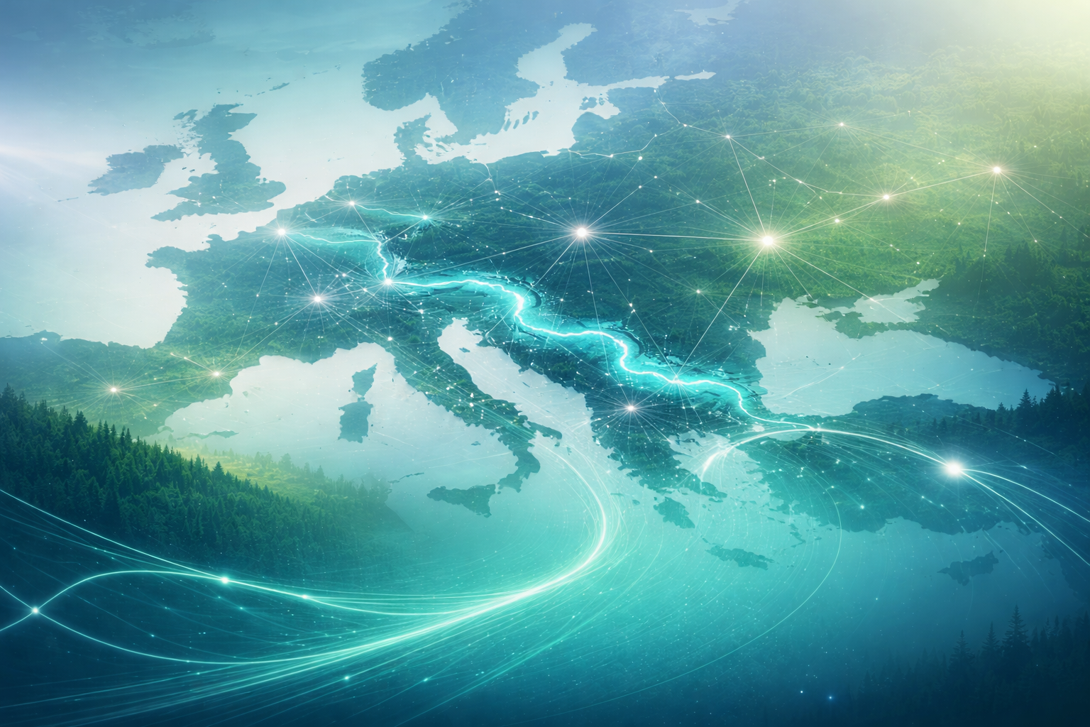 Central and Southeast Europe map showing Danube region, transport corridors and infrastructure networks