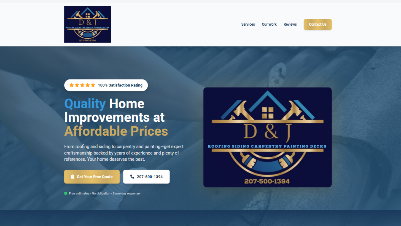 D & J Residential Website Screenshot