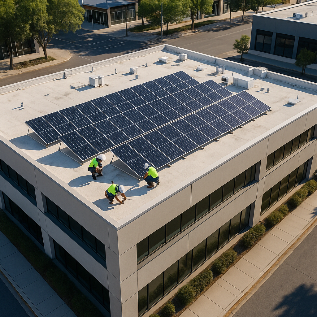 Simulación comercial con paneles solares en CDMX