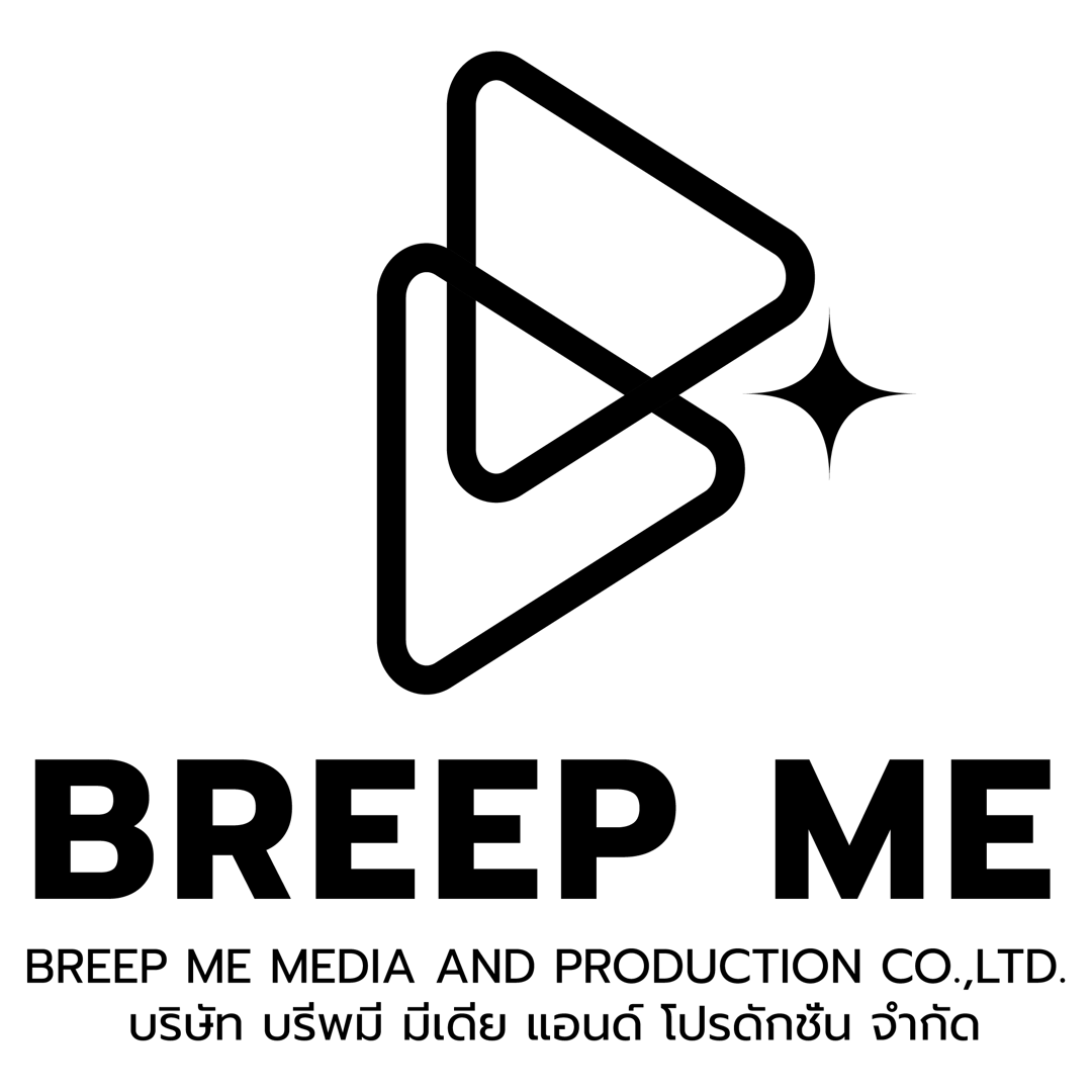 Logo of Breep Me Media and Production Co., Ltd. with stylized triangle shapes and company name in Thai and English.