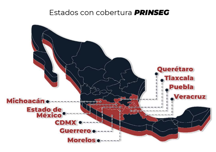 Mapa de cobertura nacional de Prinseg