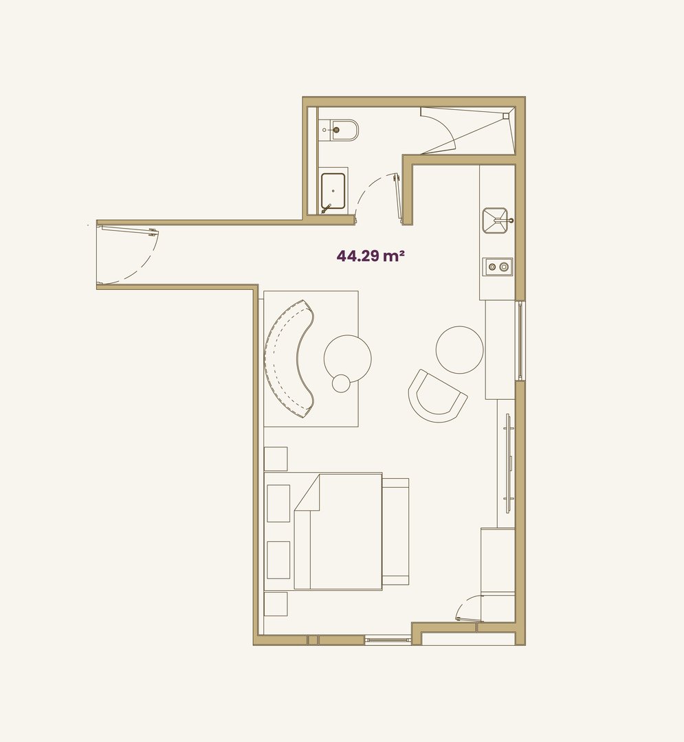 Plano arquitectónico Loft 9 - 44 m²