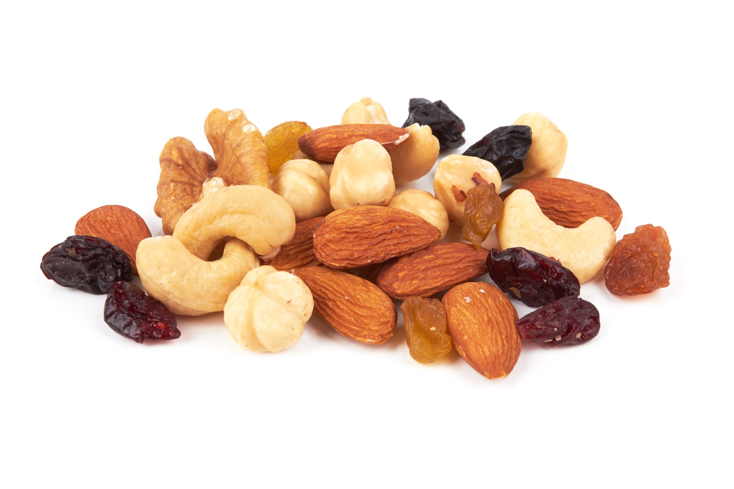 Mixed nuts isolated on white background