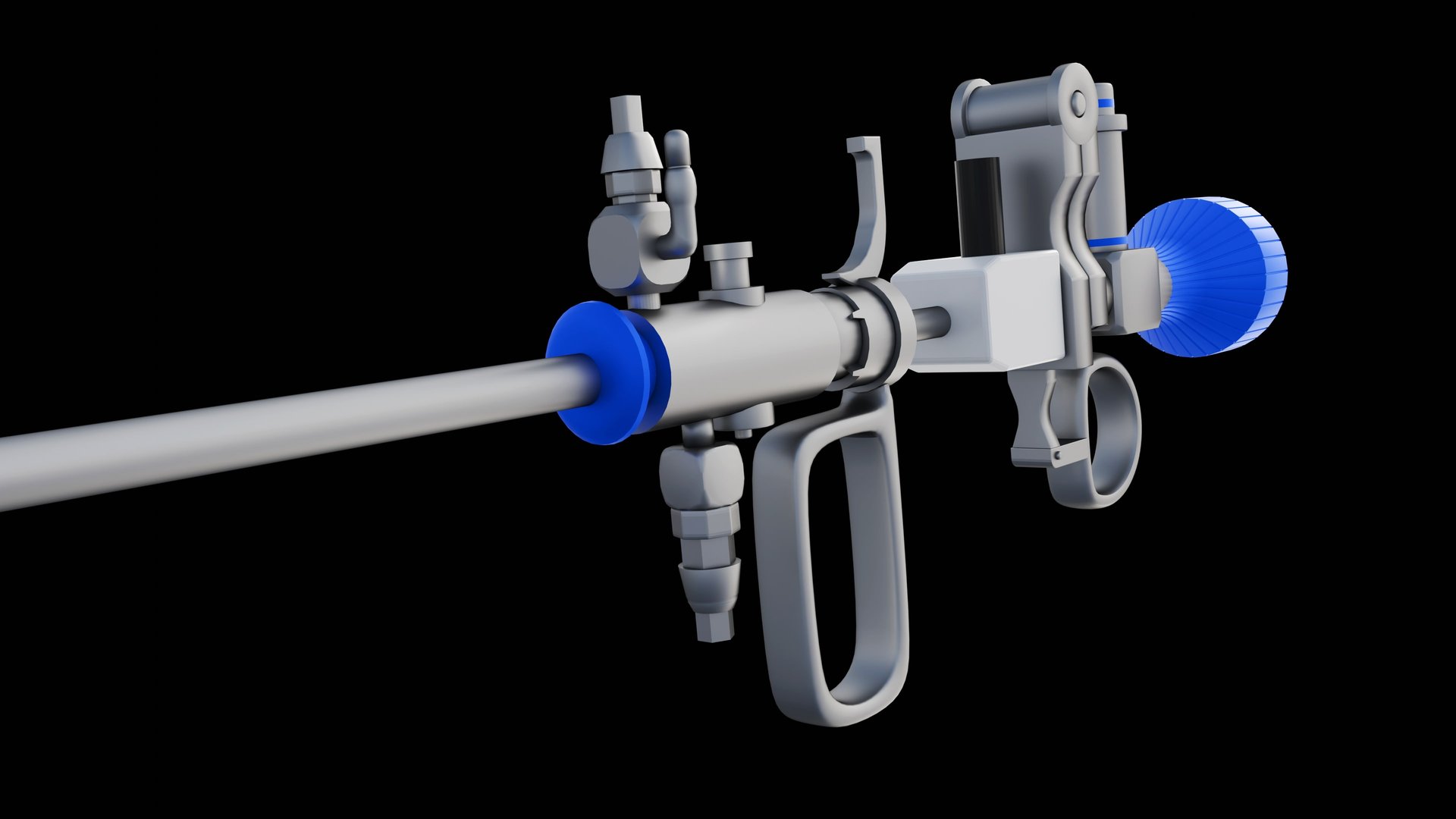 A 3d rendering of resectoscope. A medical instrument used primarily in urological surgery, particularly for a procedure called Transurethral Resection of the Prostate (TURP).