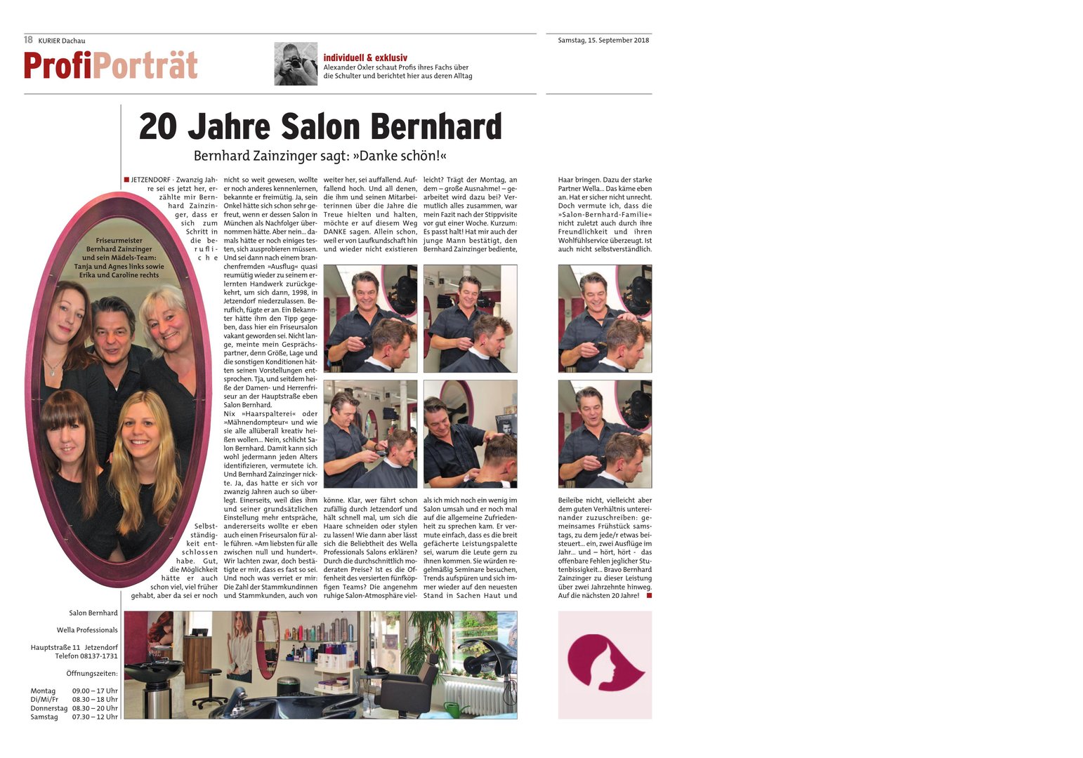 Zeitungsbericht über Salon Bernhard