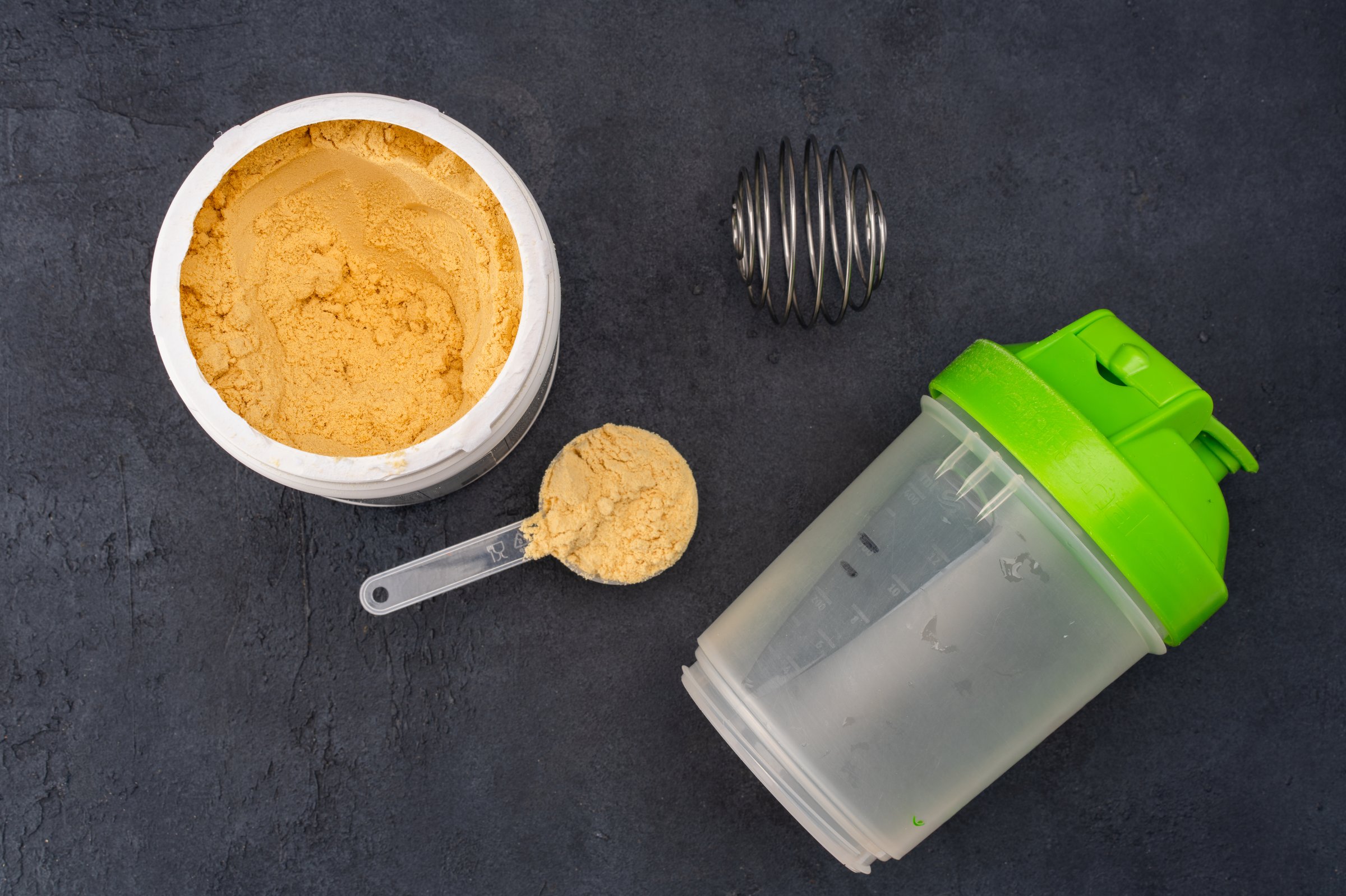 Chocolate whey protein. Supportive nutrition for muscle building