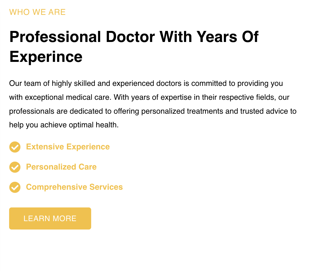 Medical Center Website - Services Section