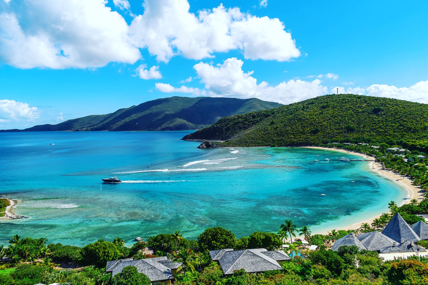 View looking down into the tranquil waters of Little Dix Bay, Virgin Gorda