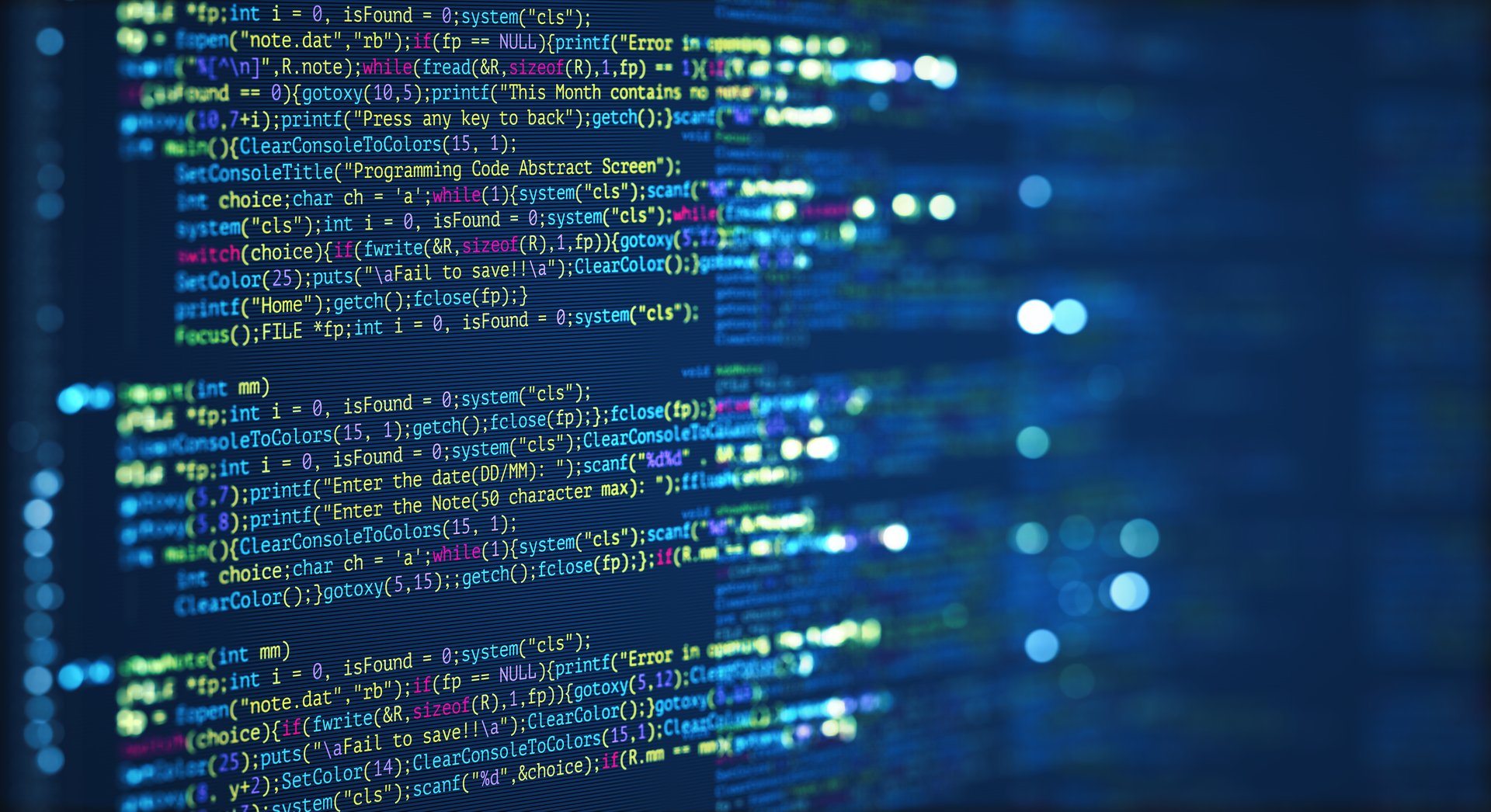 Abstract Modern tech of Programming code screen developer. C Programming Language of Computer script and Technology background of software.