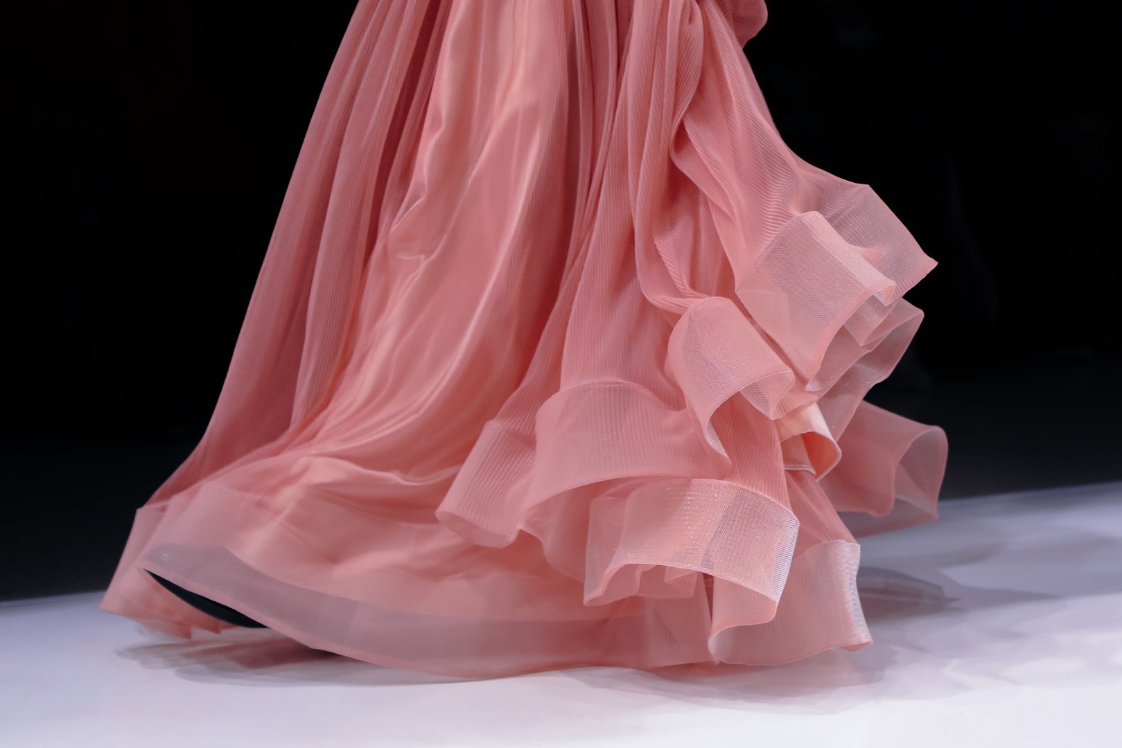 Pink satin dress detail