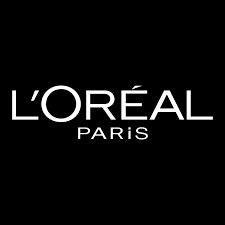 Black square with white text reading LOréal Paris in a modern font, centered on the image.