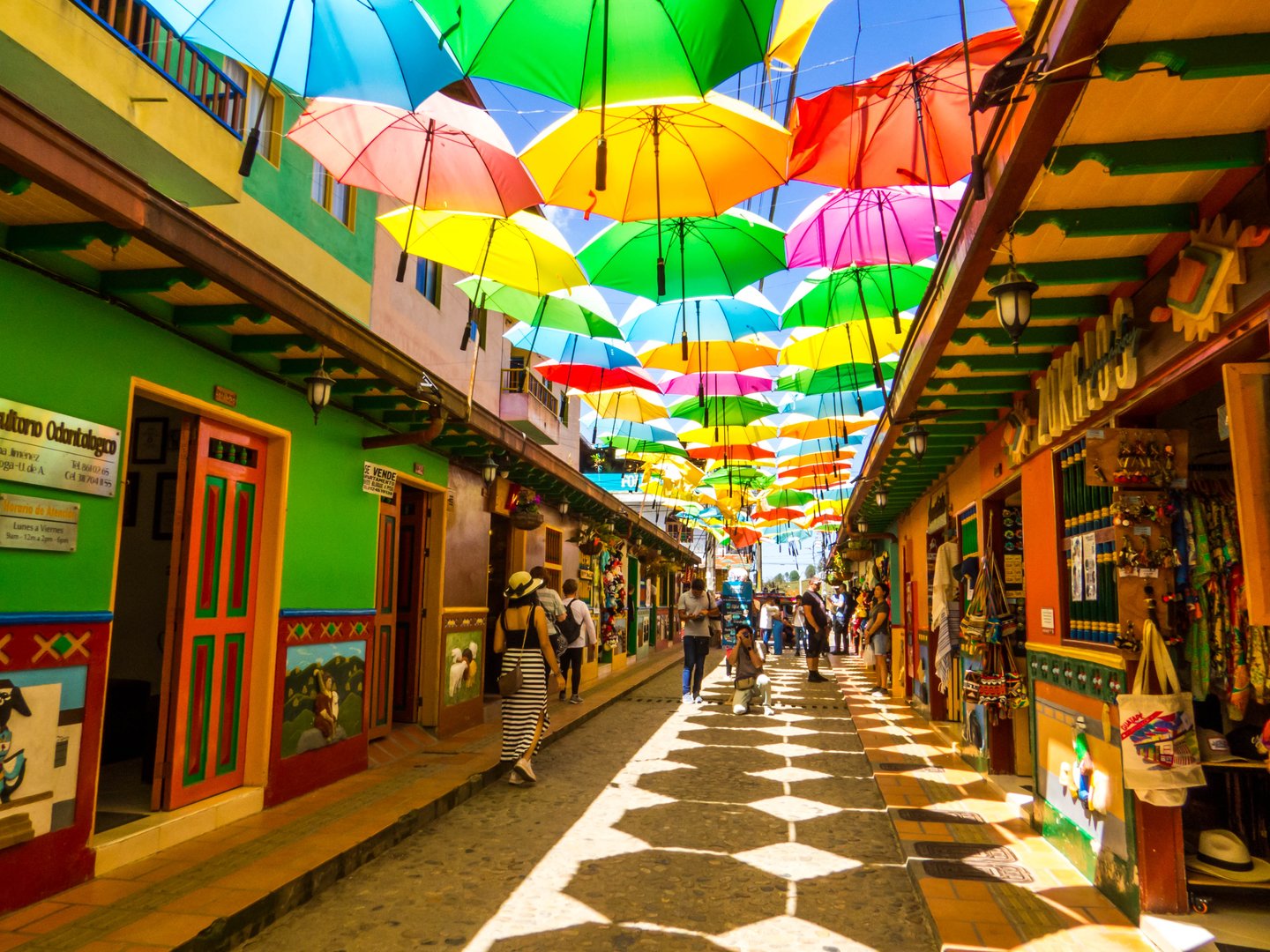 Guatape, Colombia - February 15, 2024: Picturesque street in the old town.