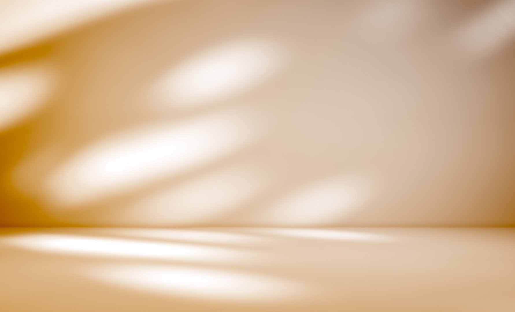 Empty shadow light overlay brown concrete wall room studio background and perspective floor well display products and text presentation on free space cement backdrop