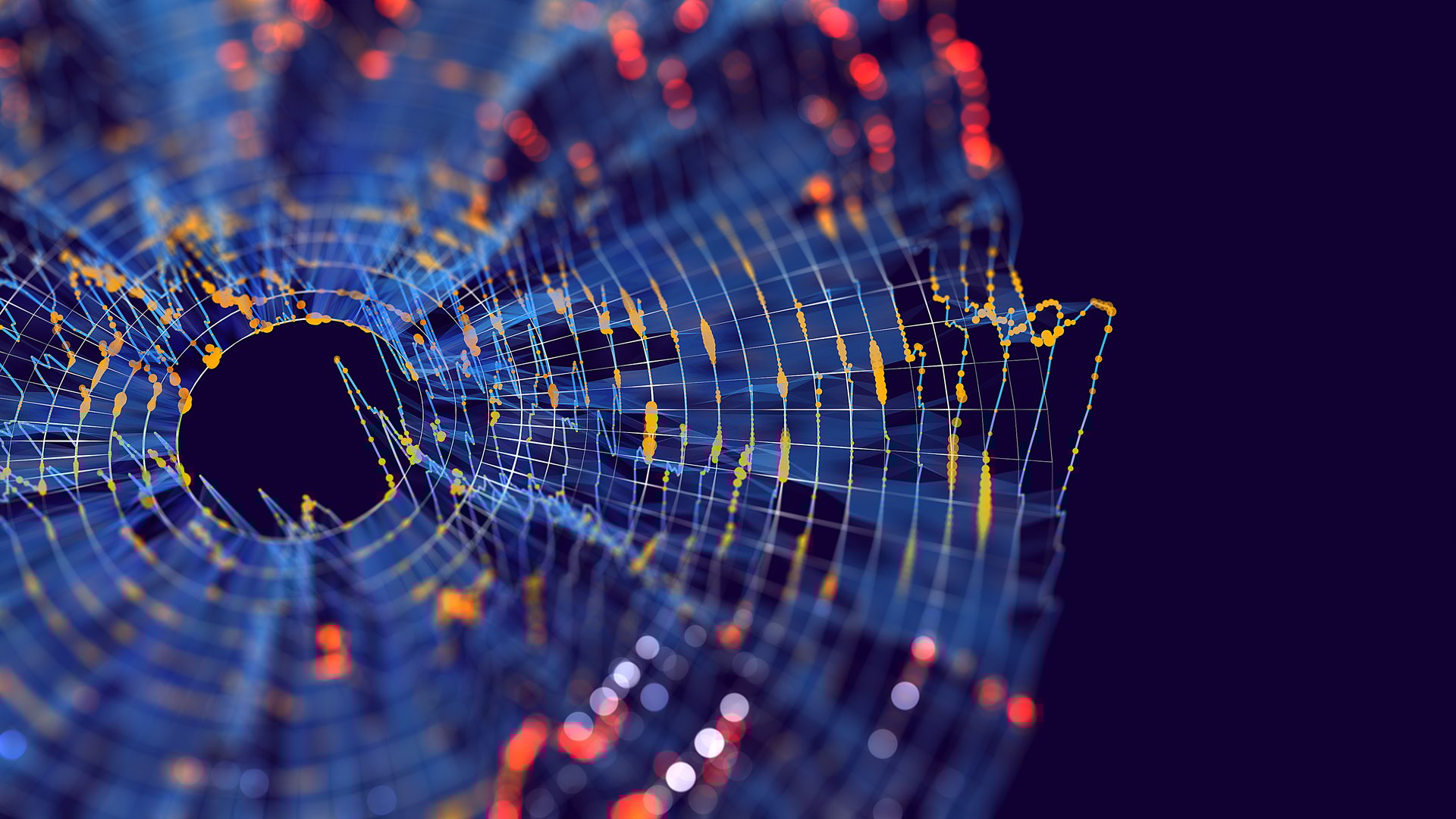 Abstract futuristic graph information computing with data analysis processing and digital AI technology