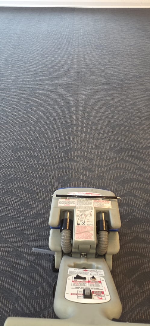 Commercial carpet cleaning in progress