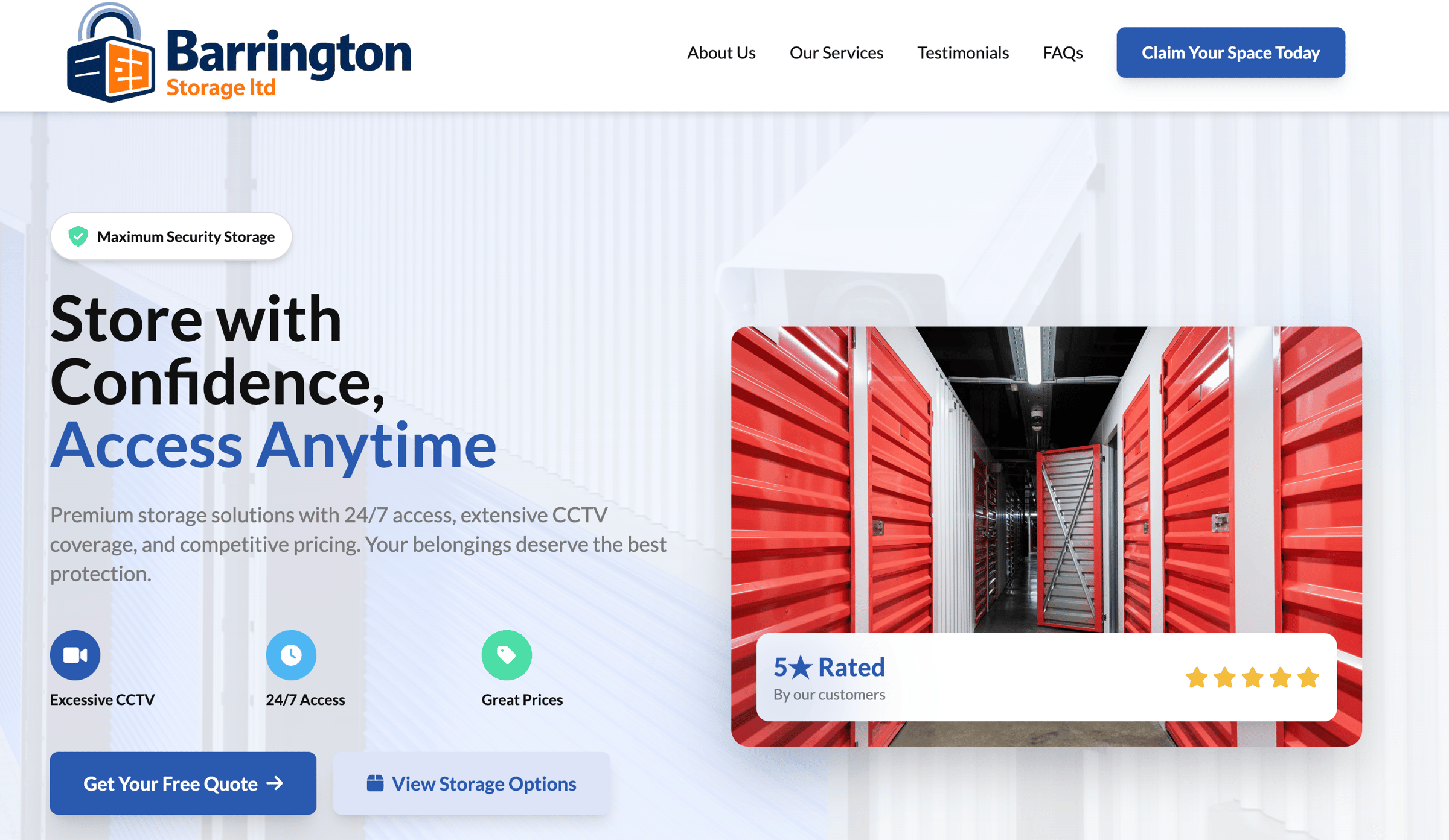 Barringdon Storage home website example