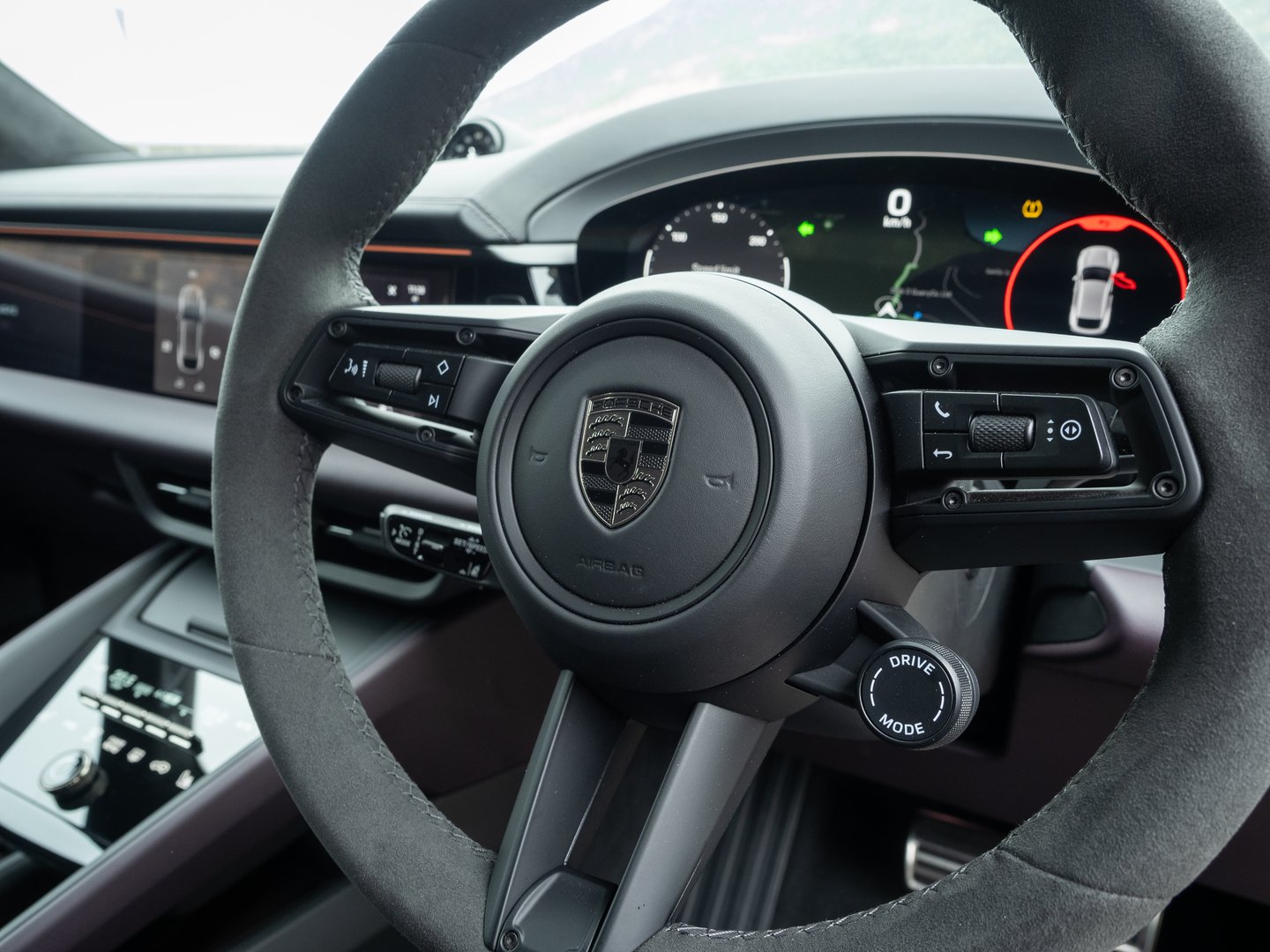 Hong Kong, China Jan 24 , 2025 : Porsche Macan Turbo EV SUV Interior Jan 24, 2025 in Hong Kong.