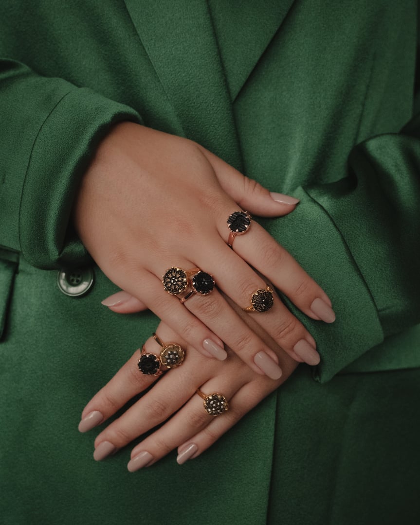 Anel Cupcake - Botão Vitoriano Século XIX