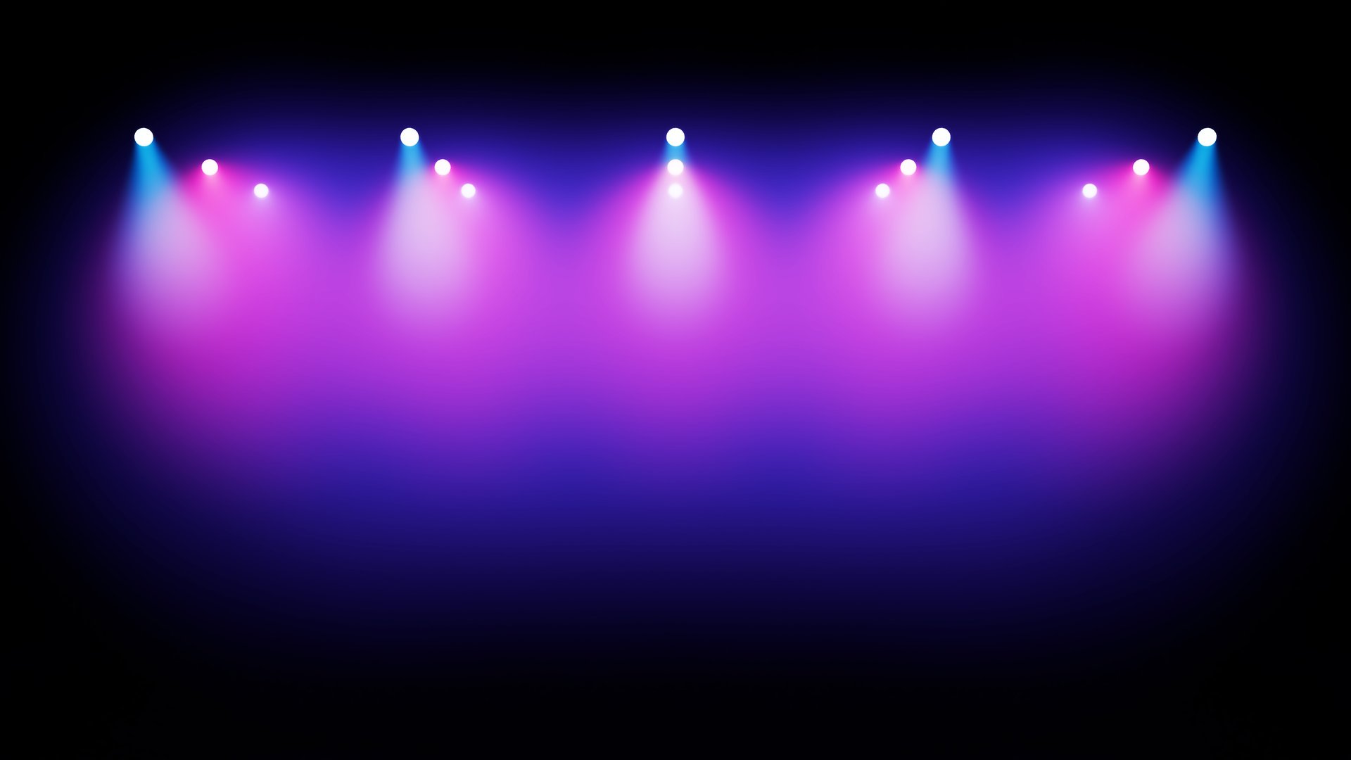 Row Of Bright Stage Spotlights In Shades Of Blue And Pink Illuminating Smoke Against A Dark Background, Suitable For Concert, Event Or Performance Themes