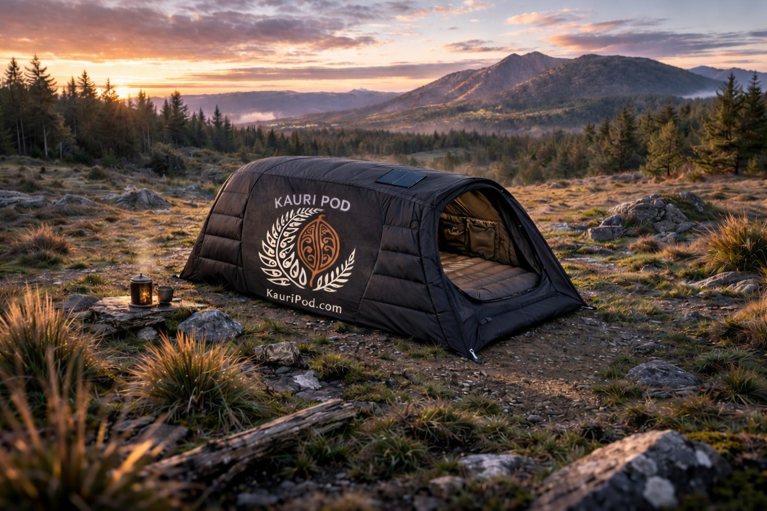 Kauri Pod charcoal grey flat top padded walls interior