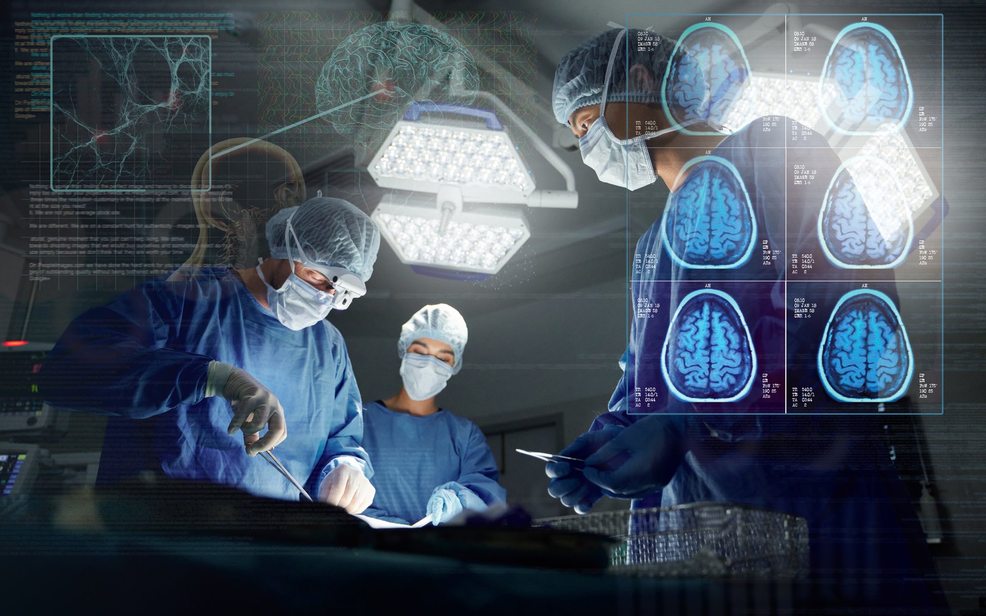 Surgeons Performing Brain Surgery
