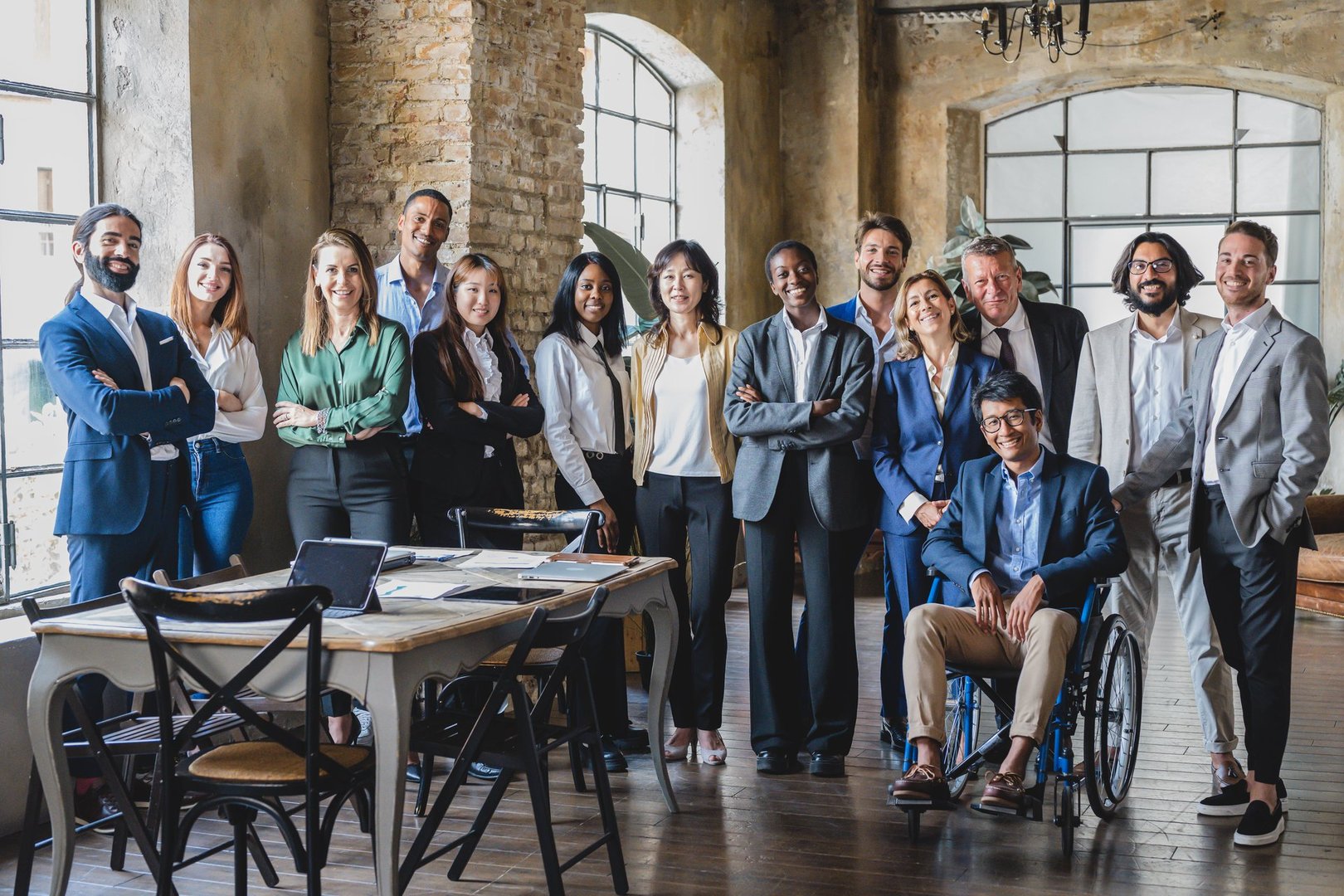 Large group of multicultural business people, portrait of multiethnic group of financial cooperation, global business concept