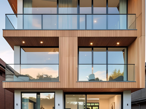 Modern double story aluminium home showcasing premium door systems