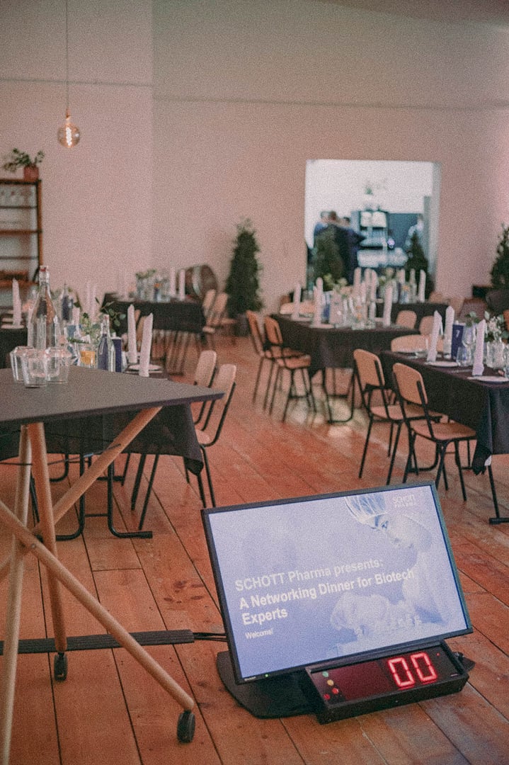 abendveranstaltung mit dinner für schott pharma ag & co. kgaa im studio g3, münchen.