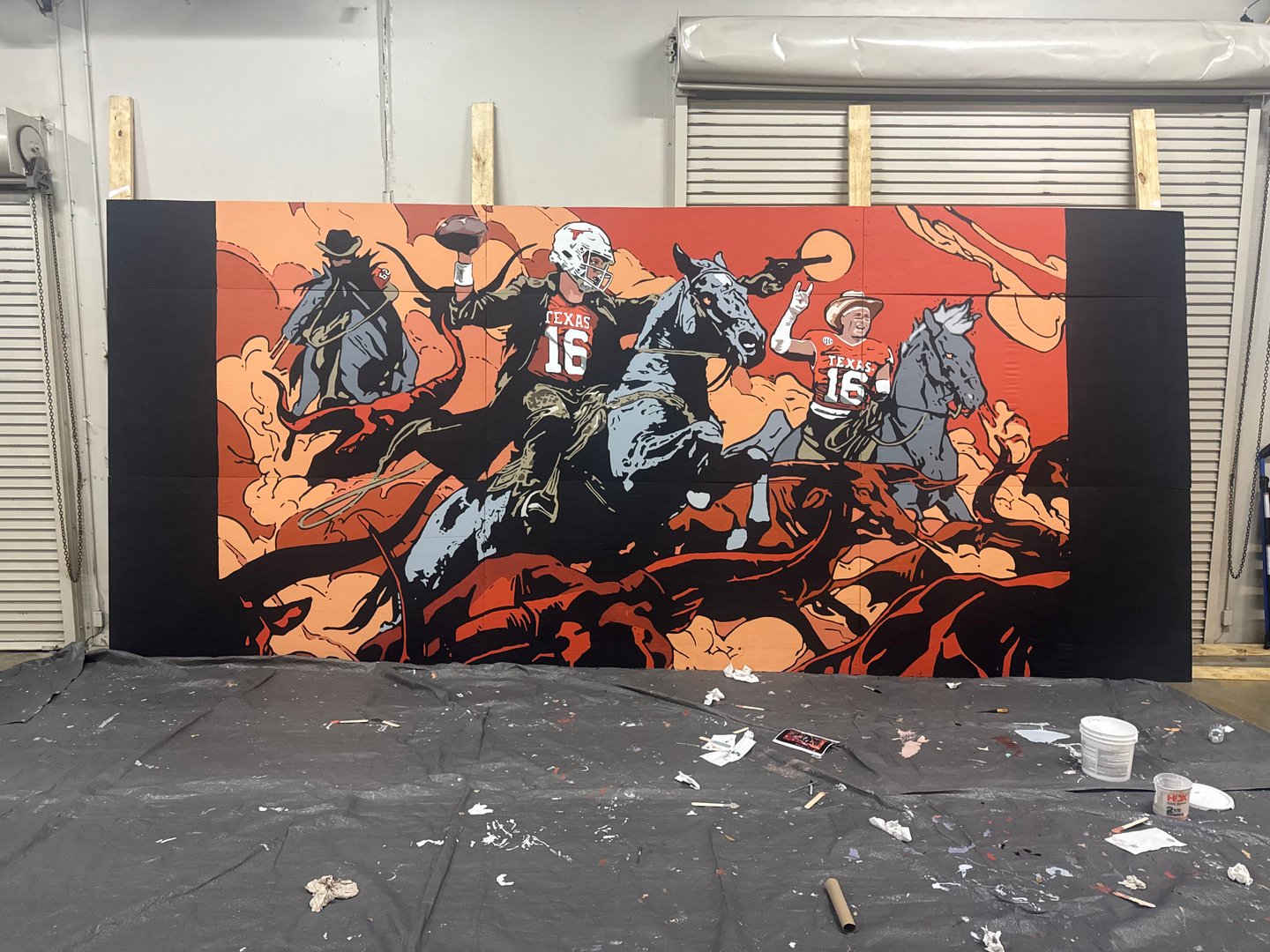 Arch Manning mural process