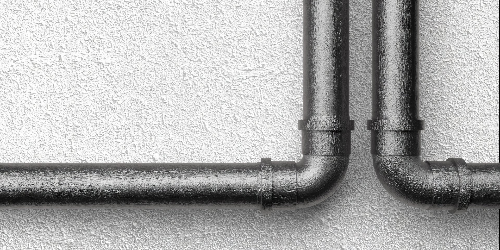 Industrial gas or water pipes on white wall. 3d rendering