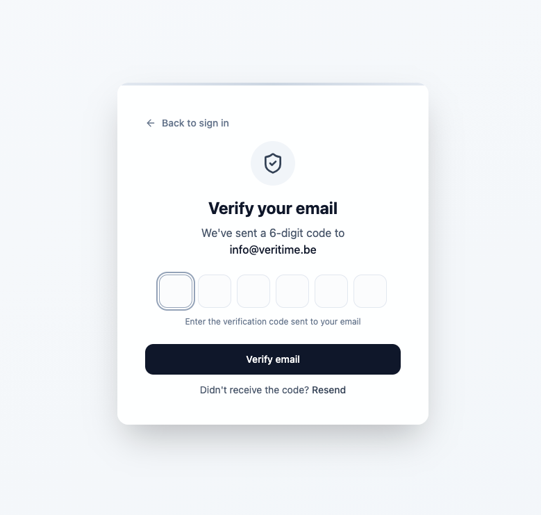 VeriTime email verificatie
