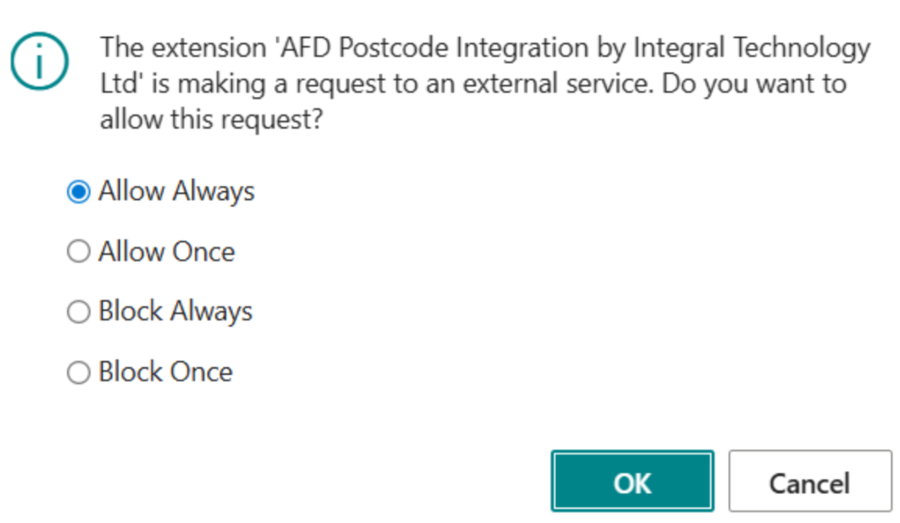 Allow Always permission prompt