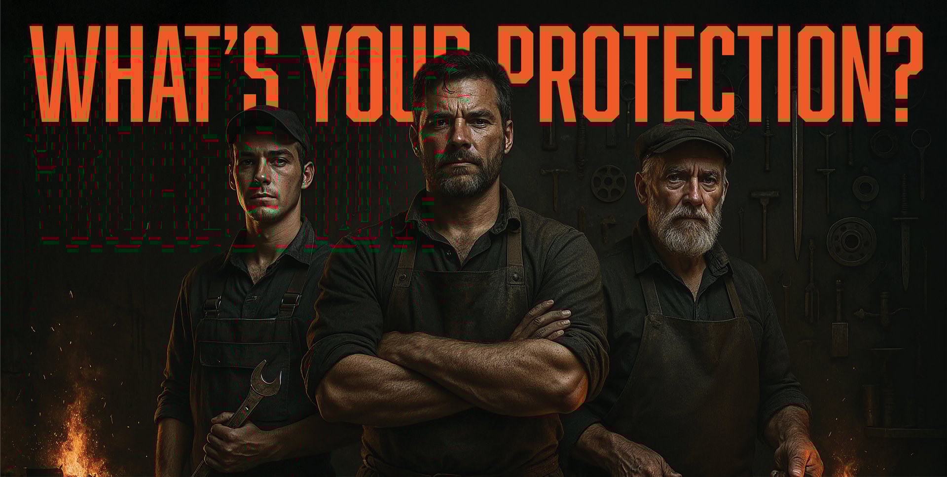 Blacksmith and mechanics with industrial hearing protection equipment