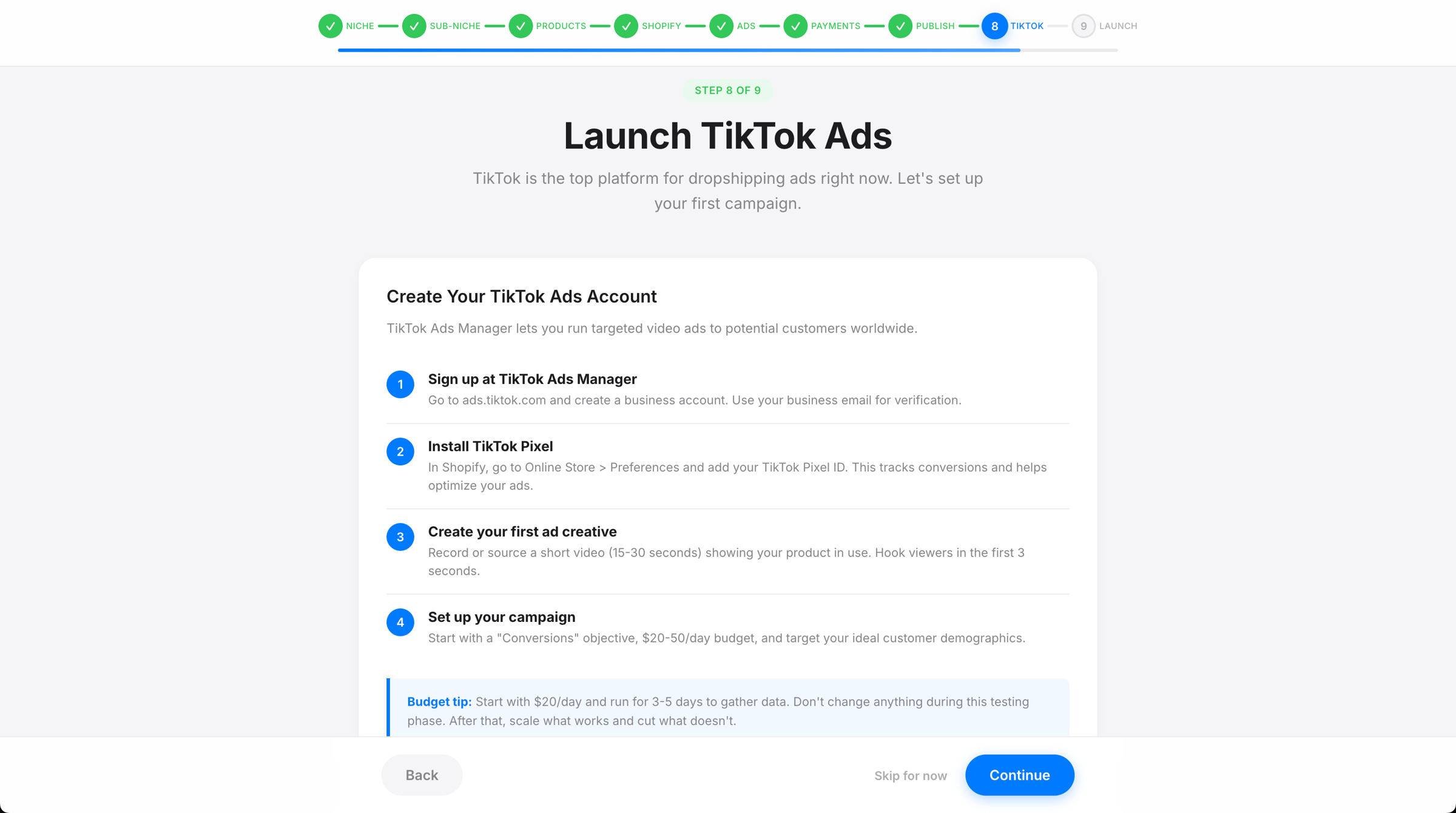 TikTok ad creation