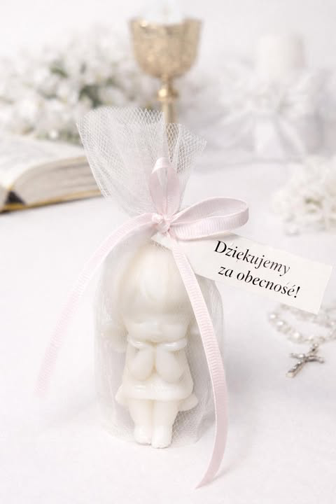 Świeca aniołek z bilecikiem
