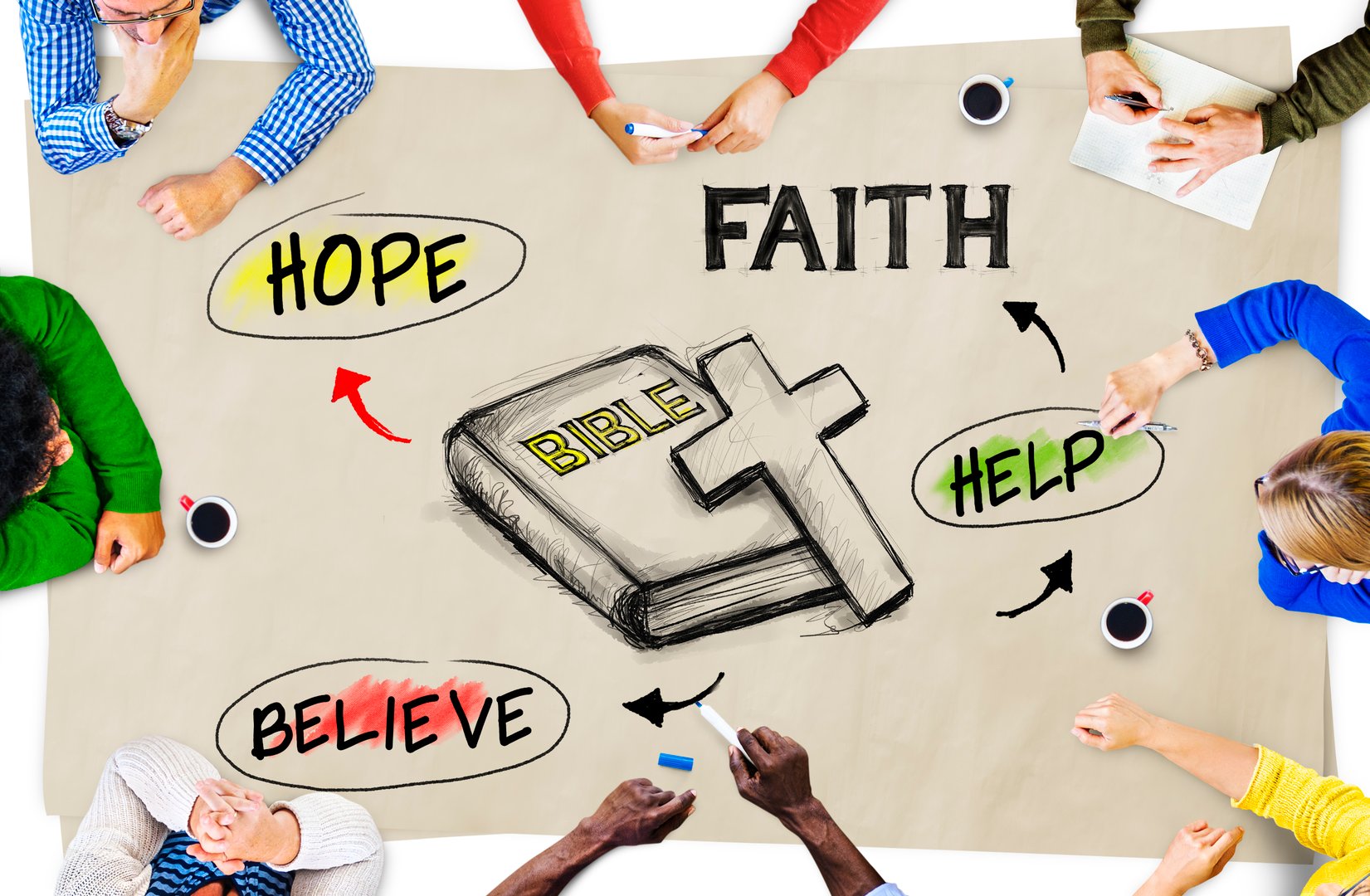 Group of Multiethnic People Discussing About the Bible