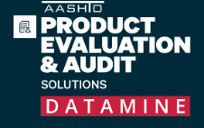 Logo for AASHTO Product Evaluation & Audit Solutions, featuring the word 'Datamine' on a dark background.