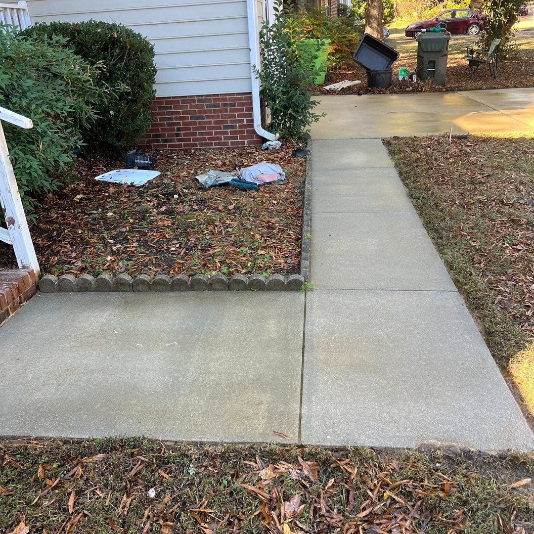 Before walkway cleaning in North Raleigh NC - dirty concrete