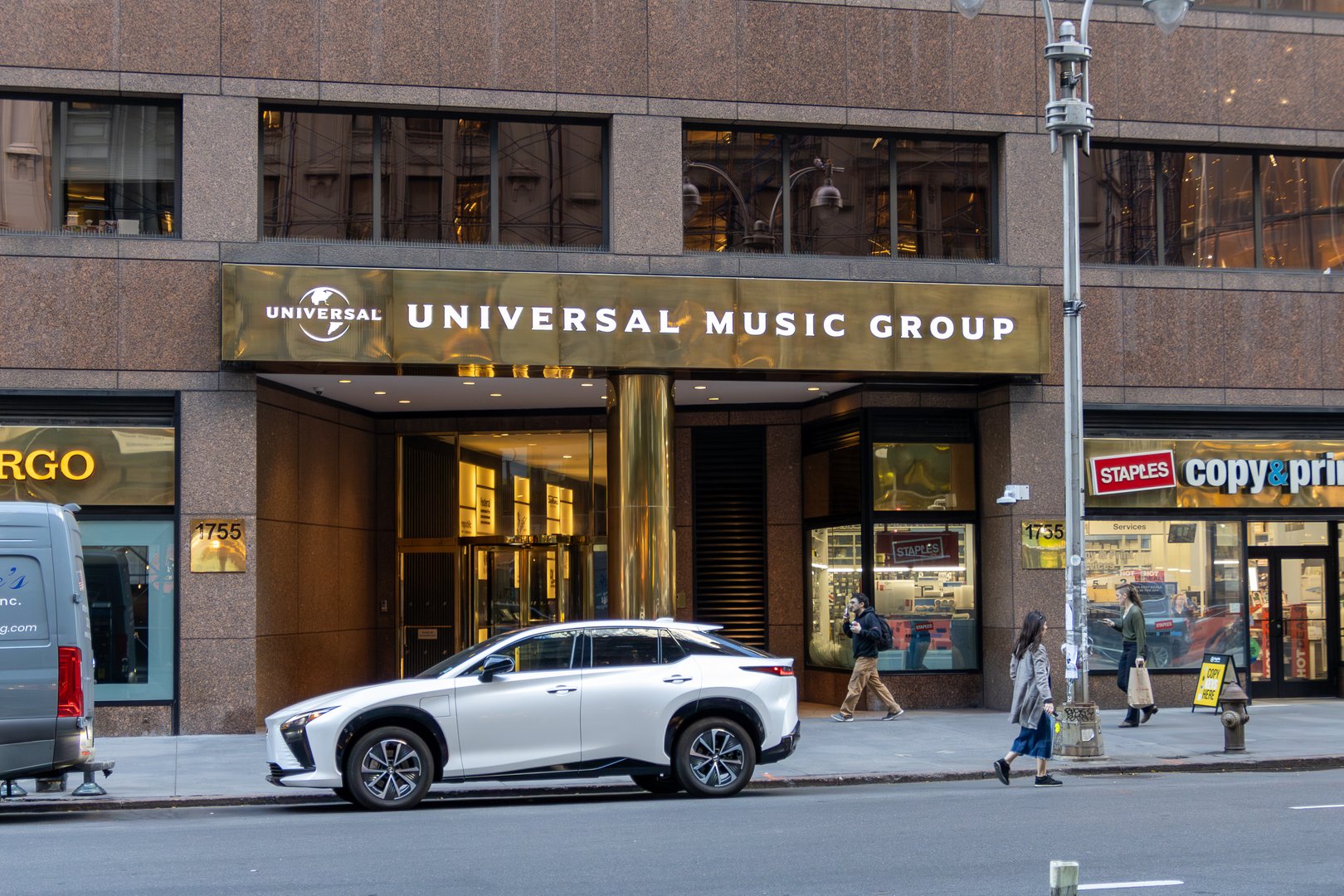 New York, NY, USA - 11.05.2024: Front view of Universal Music Group office in New York, a hub for global music production and distribution.