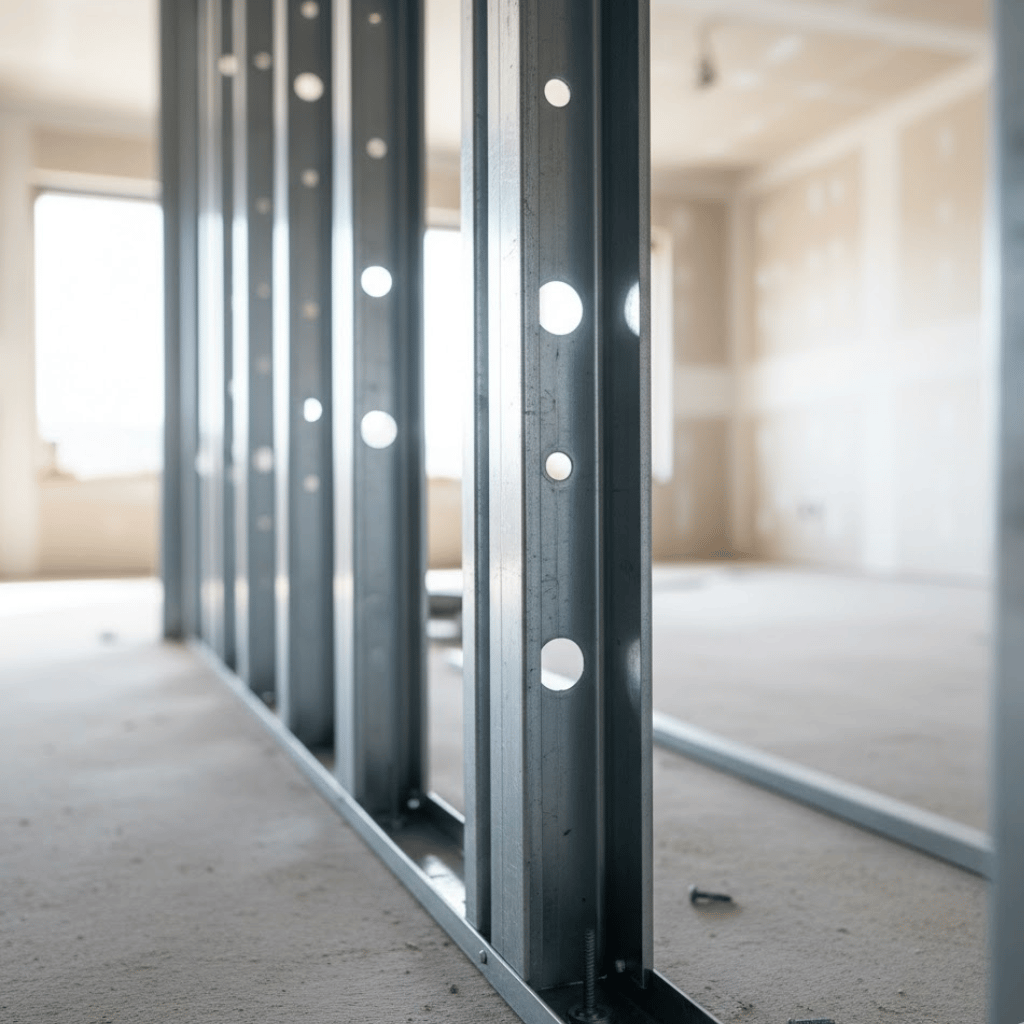 Professional TV mounting on metal studs in high-rise building