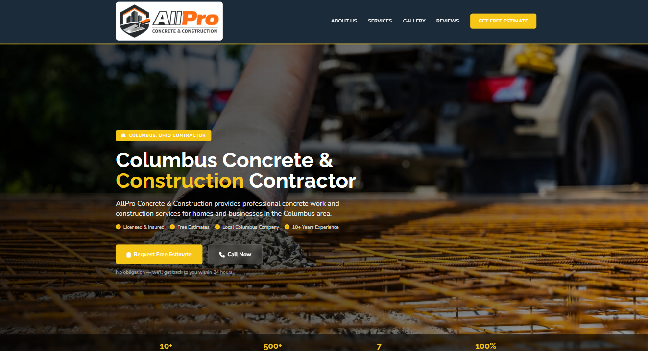 AllPro Concrete & Construction website demo
