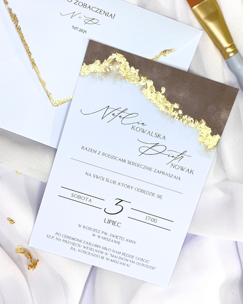 Zaproszenie złocone 3