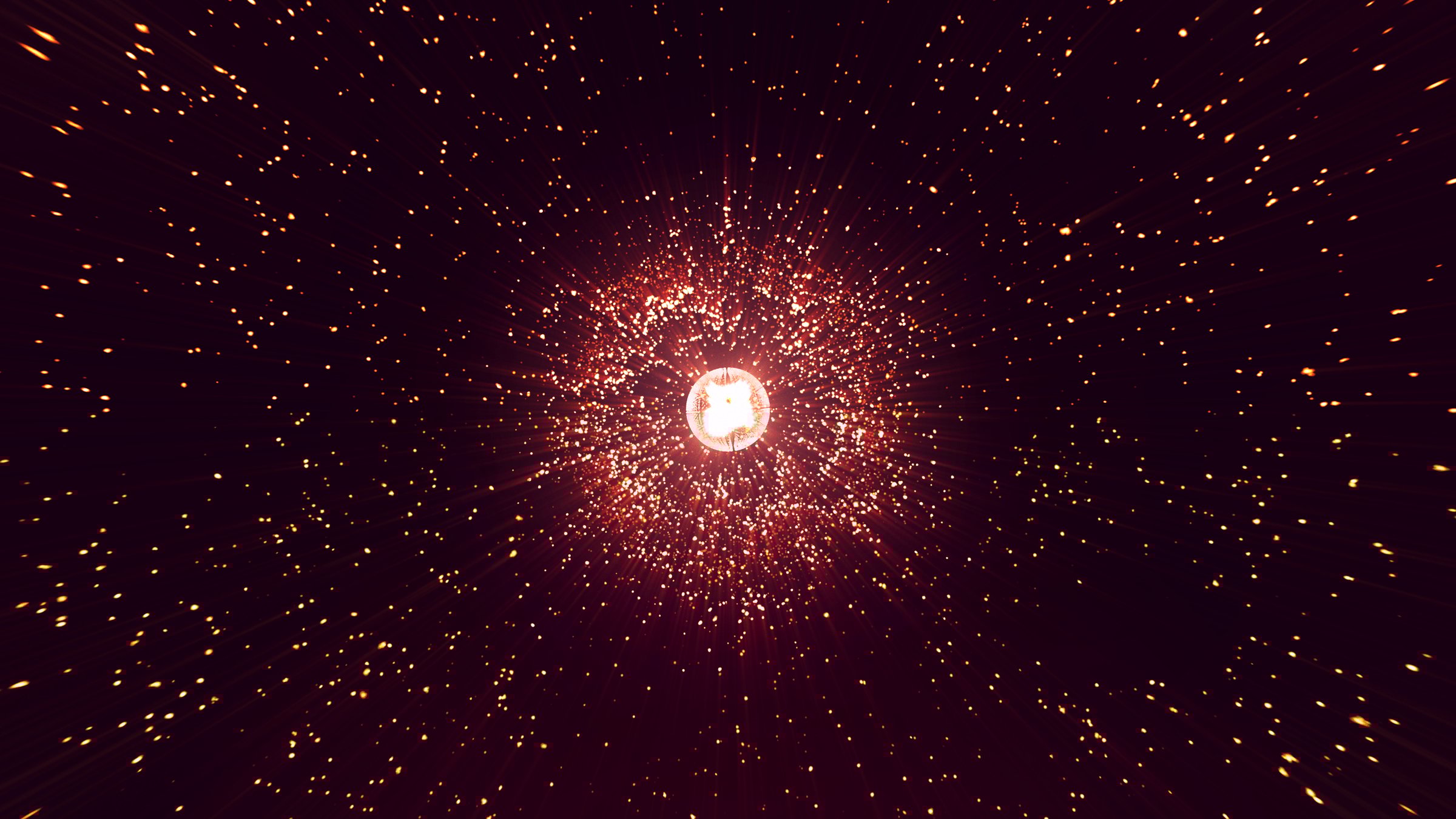 Abstract space background on a scientific astronomical theme. Dark background with stars and light in the middle. Sphere with of particles. Dark background with sky and stars. 3D rendering