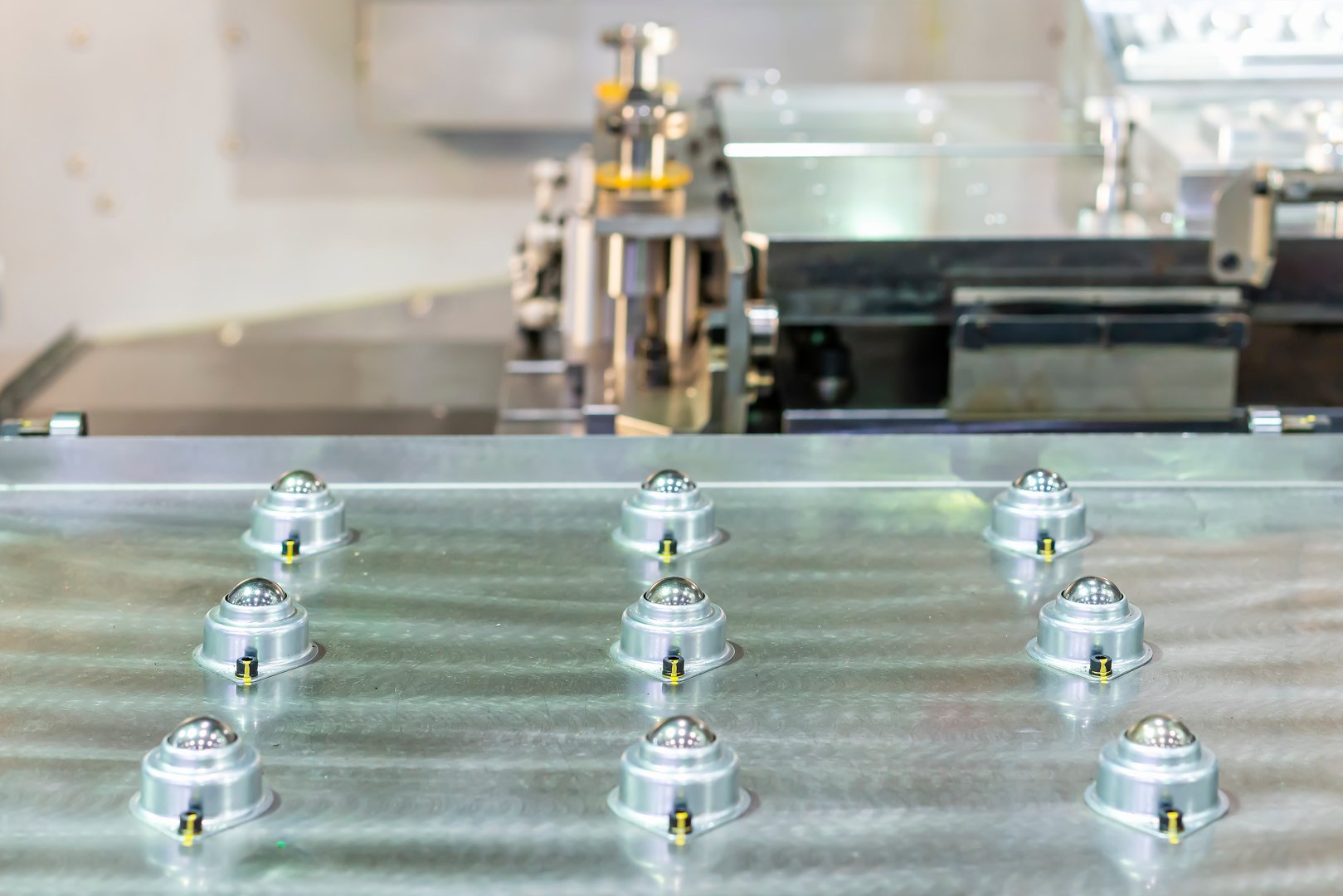 ball bearing transfer for conveyor transport or move product or goods or material in production line in manufacturing process