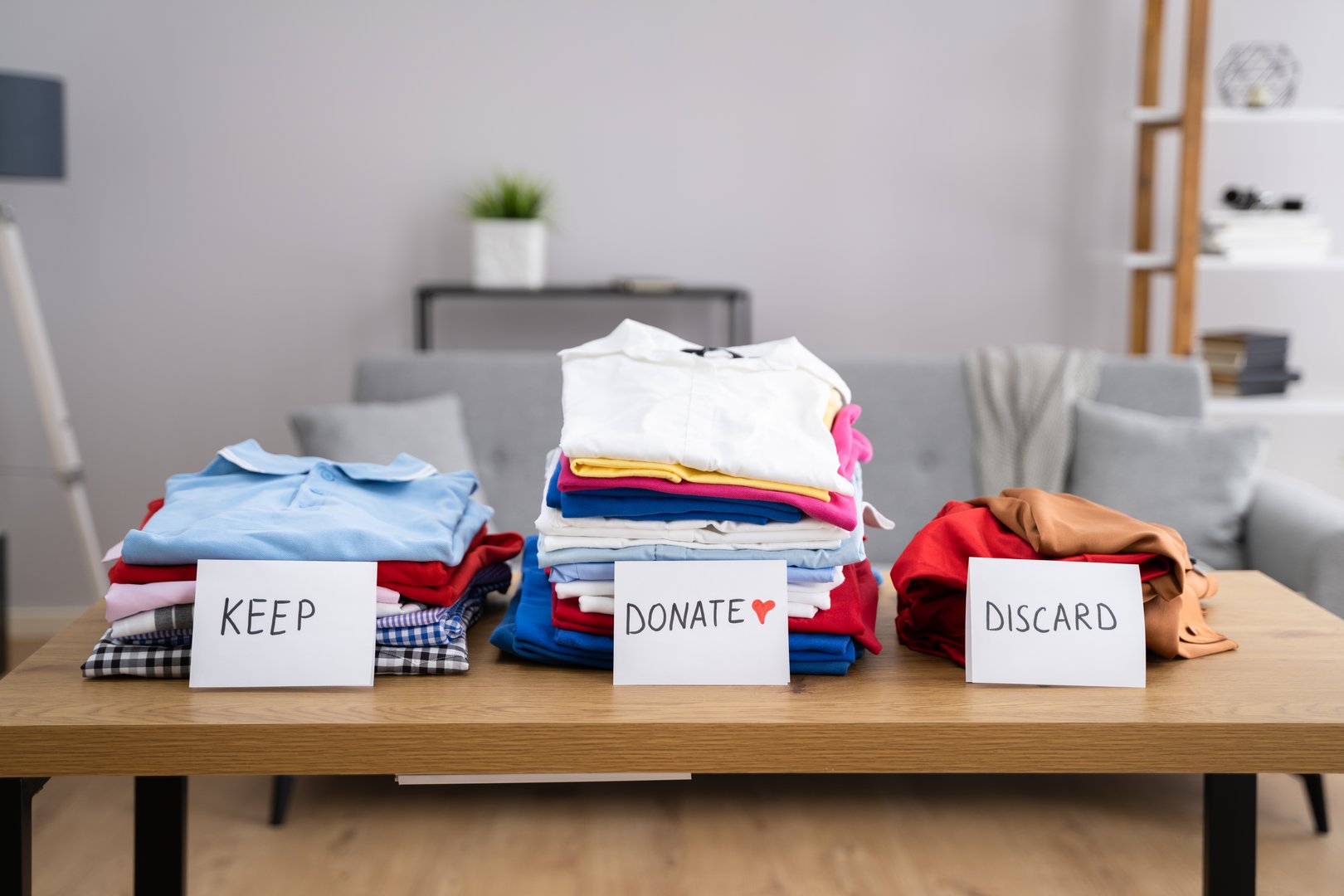 Declutter Clothes Wardrobe. Keep And Donate Fashion