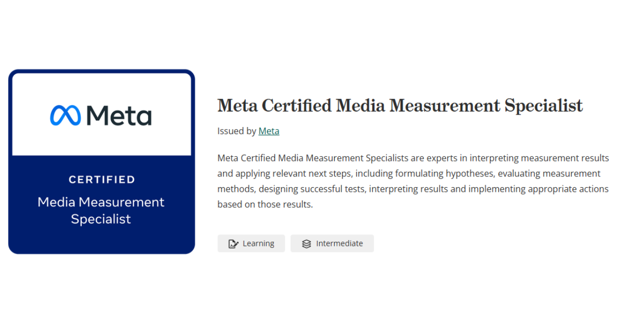 Certificación Meta - Especialista en Medición de Medios