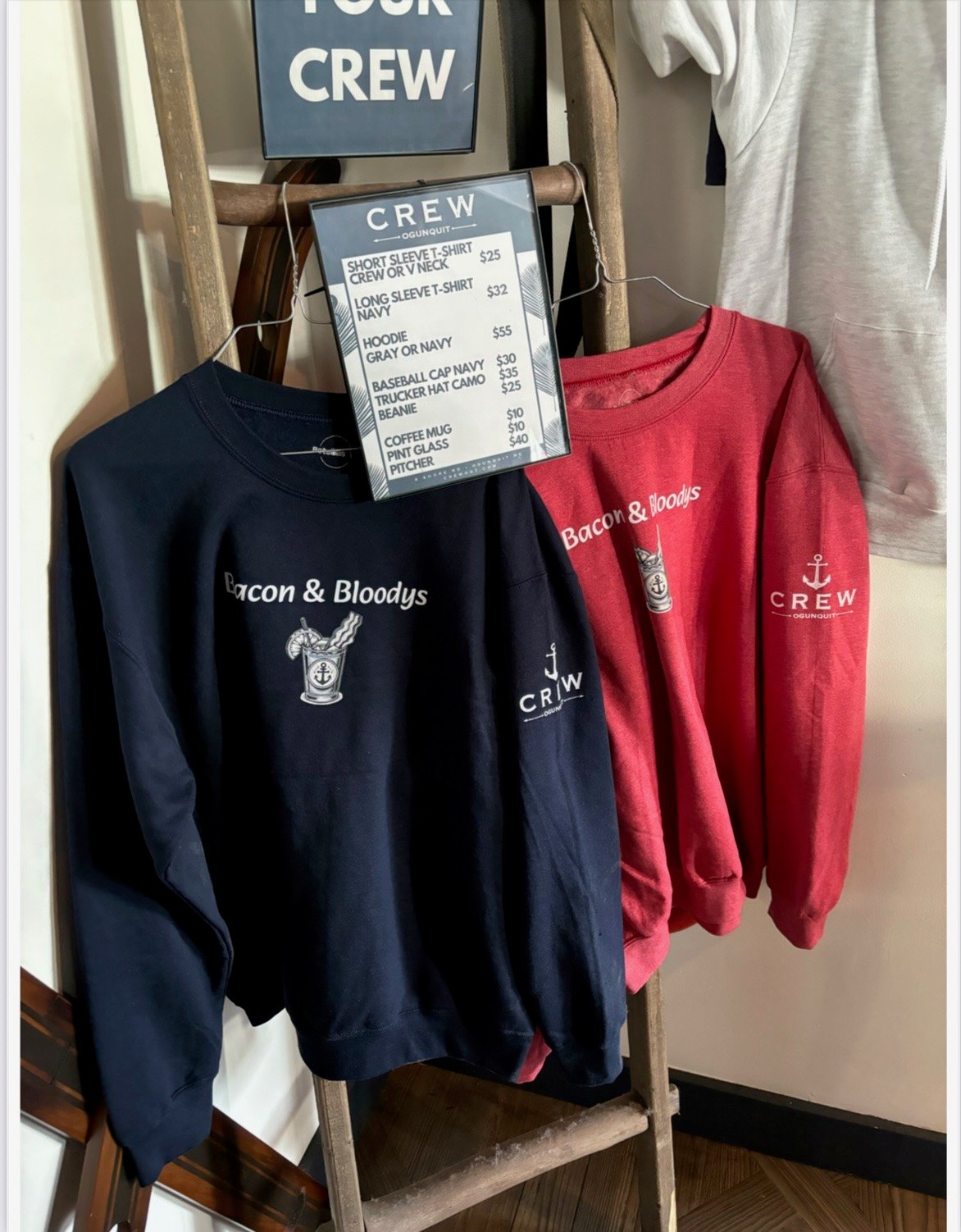 Crew OGT custom branded red and navy apparel merchandise