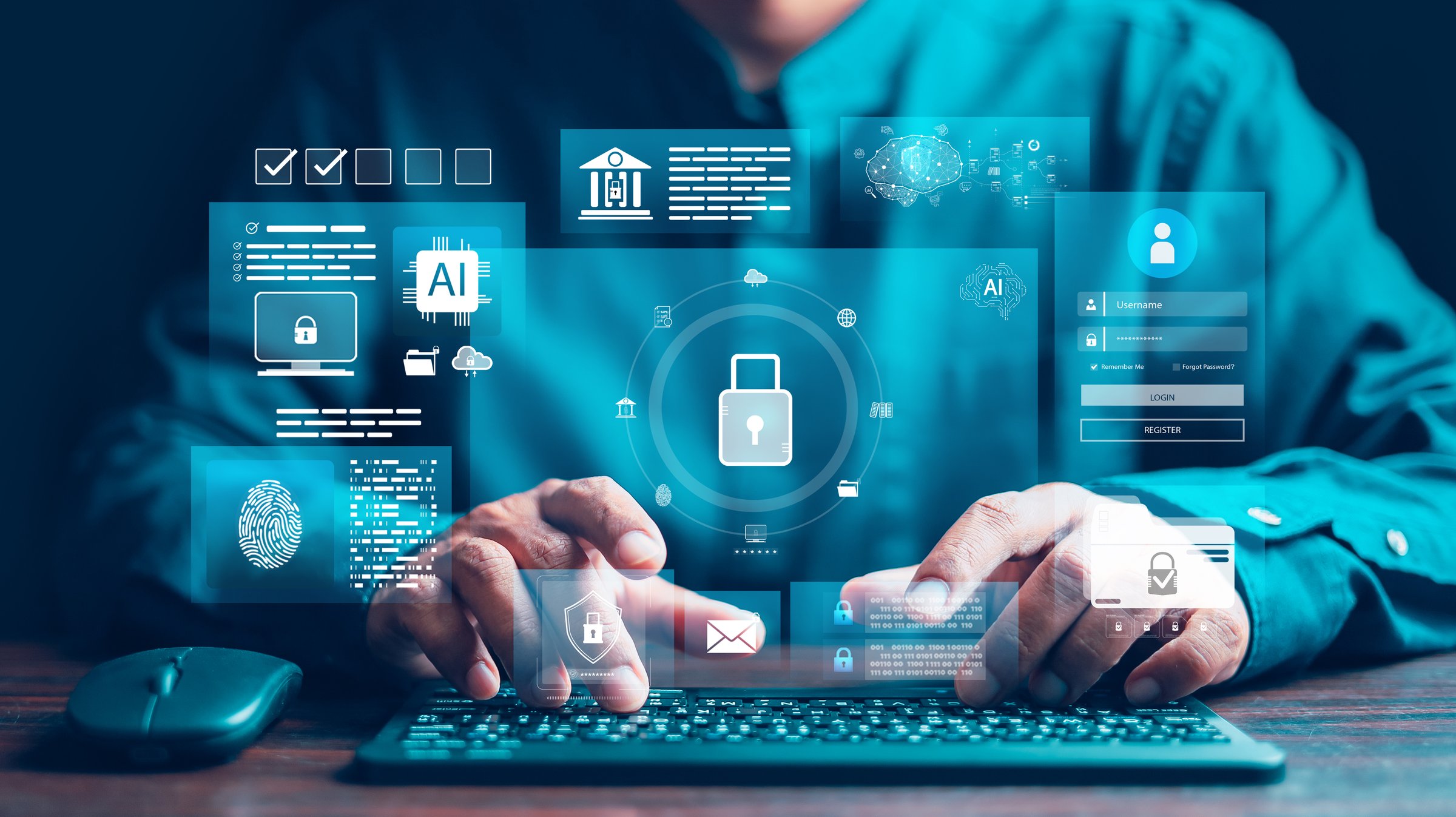 Cyber security concept, Login, User, identification information security and encryption, secure Internet access, cybersecurity, secure access to user's personal information,