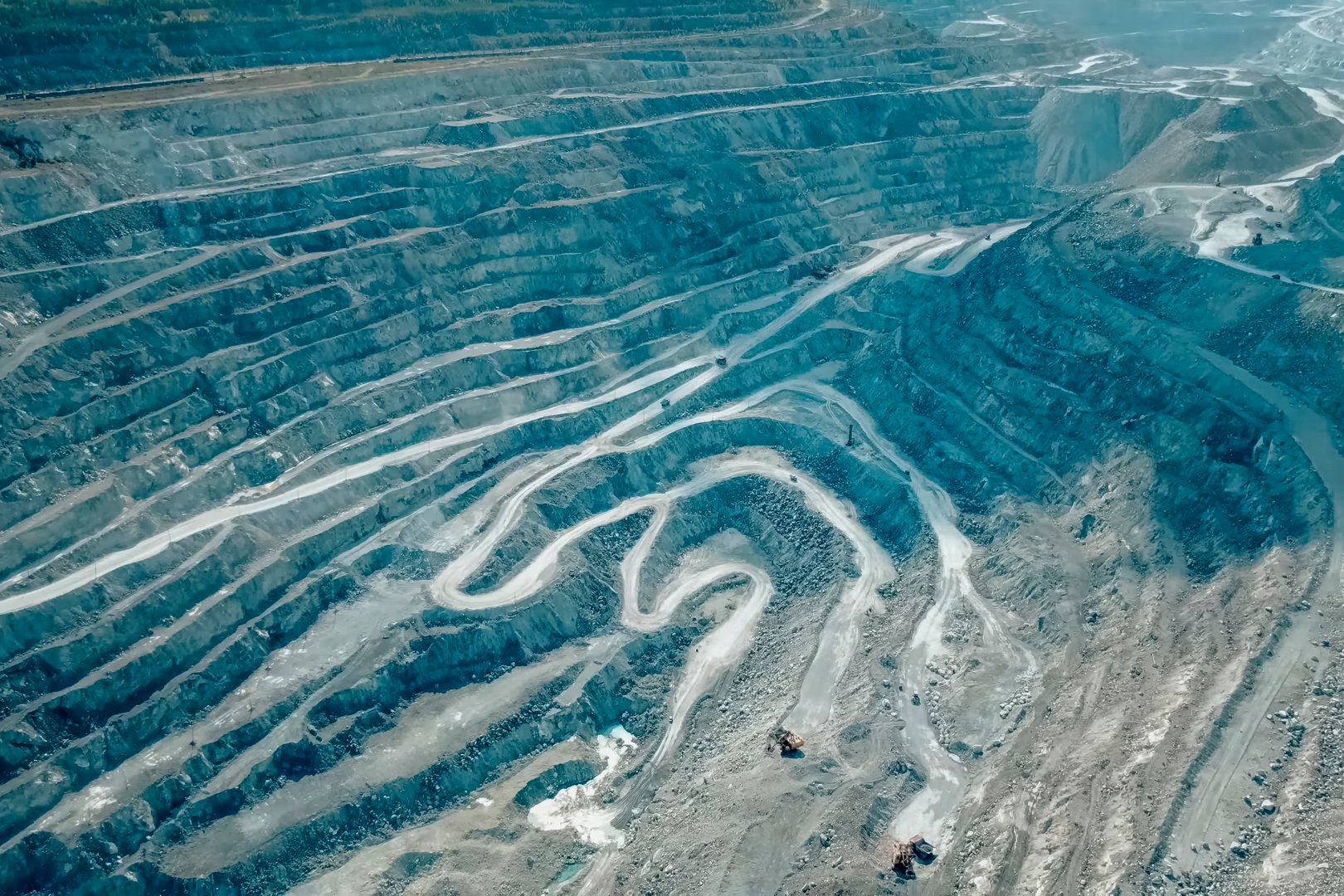 A view from above of a huge asbestos quarry, the mined